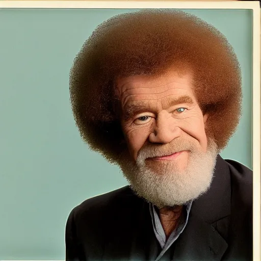 Prompt: Bob Ross in a room with 1950s soviet generals, 50s movie still close-up portrait by Irving Penn, Cinestill 800t 50mm eastmancolor, heavy grainy picture, very detailed, high quality, 4k, HD criterion, precise texture, facial precision, diverse haircuts, diverse ages, different expression