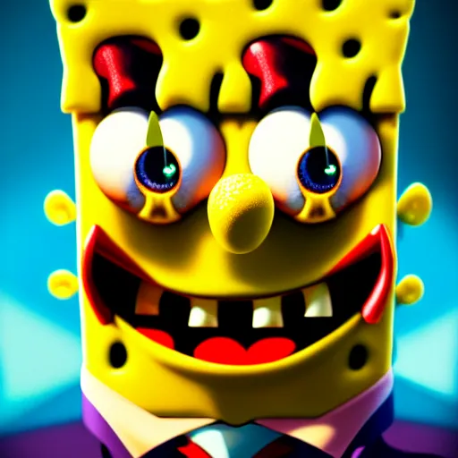 Image similar to perfectly - centered close - up face - portrait of evil spongebob, intricate, elegant, super highly detailed, professional digital painting, artstation, concept art, smooth, sharp focus, no blur, no dof, extreme illustration, unreal engine 5, 8 k, by anne stokes