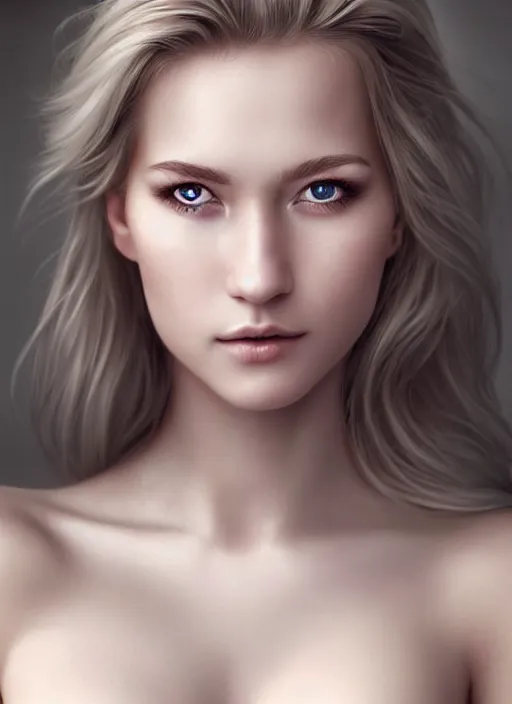 Image similar to a gorgeous norwegian female photo, professionally retouched, soft lighting, realistic, smooth face, full body shot, torso, dress, perfect eyes, sharp focus on eyes, 8 k, high definition, insanely detailed, intricate, elegant, art by artgerm and mark hall