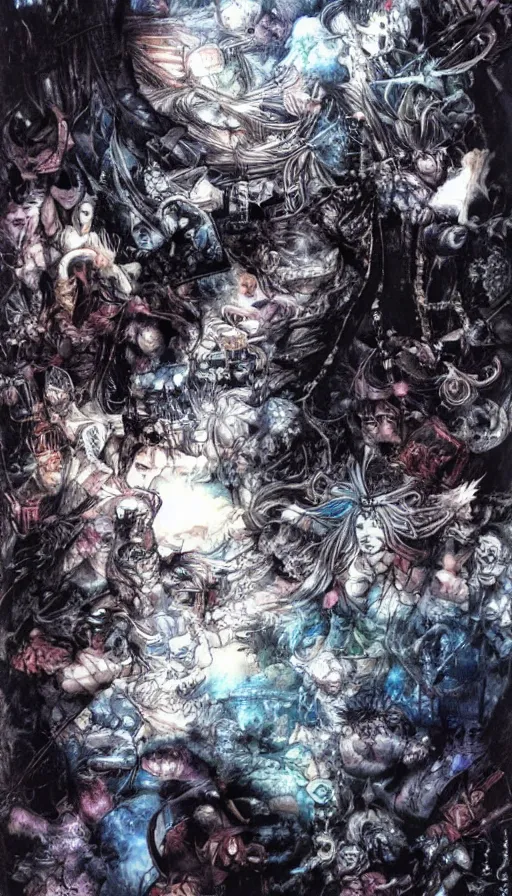 Image similar to the end of the world, by yoshitaka amano,