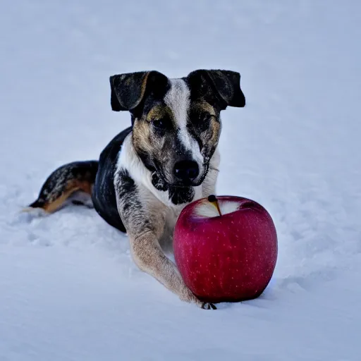 Image similar to a hybrid of a dog and an apple, 8 k, 4 k, professional photography, award winning photo