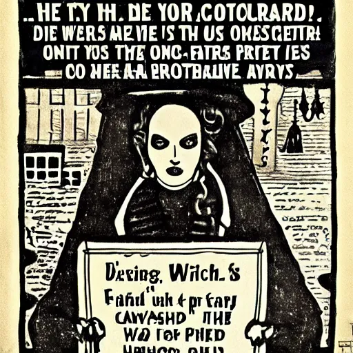 Image similar to corporate anti - witch propaganda poster