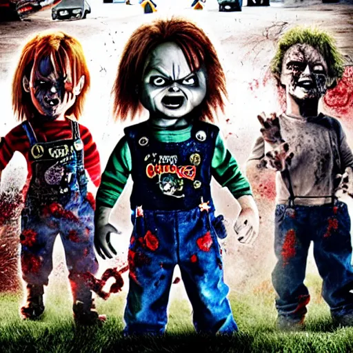 Image similar to Chucky versus Zombies movie poster