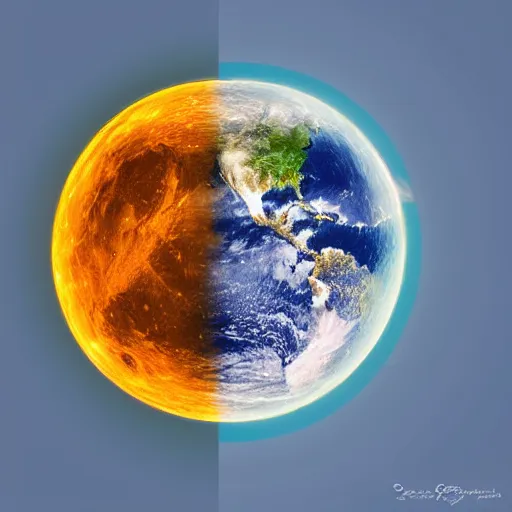 Image similar to a swan - human hybrid dancing on the moon, with the earth and the sun in the background. the earth and the sun are punching each other. space photography