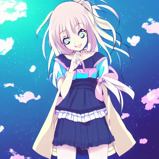 Prompt: a cute girl with pretty face, pretty clothes, anime key visual, anime, typography