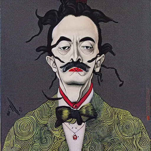 Prompt: portrait of Salvador Dali in the style of Takato Yamamoto