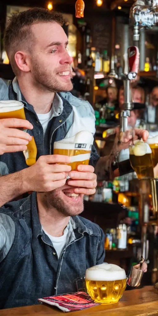 Image similar to british man eating pickled eggs and pints at the pub