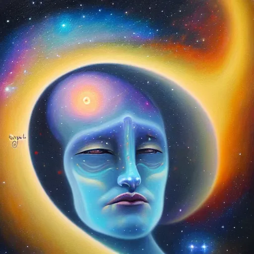 Image similar to facing the darkness, galactic nebular astral realm sacred journey in oil painting, trending on artstation, award winning, emotional, highly detailed surrealist art