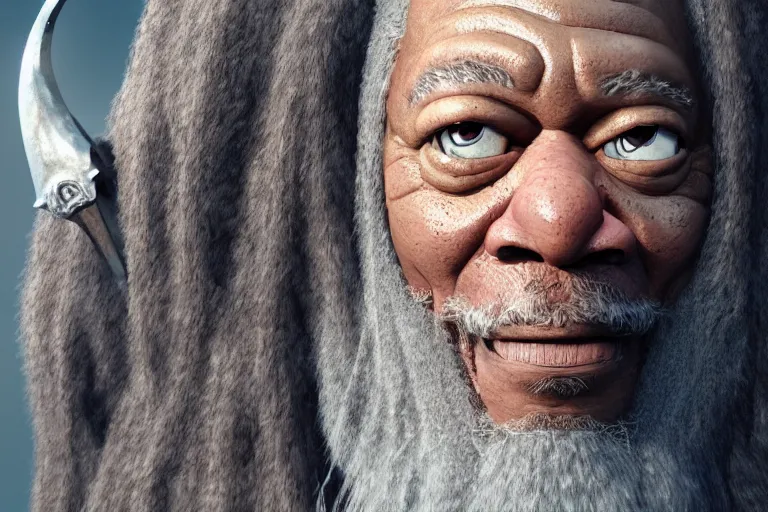 Prompt: morgan freeman starring as gimli in lord of the rings, still from a pixar movie, high quality 3 d render, movie, pixar, renderman, 4 k, artstation