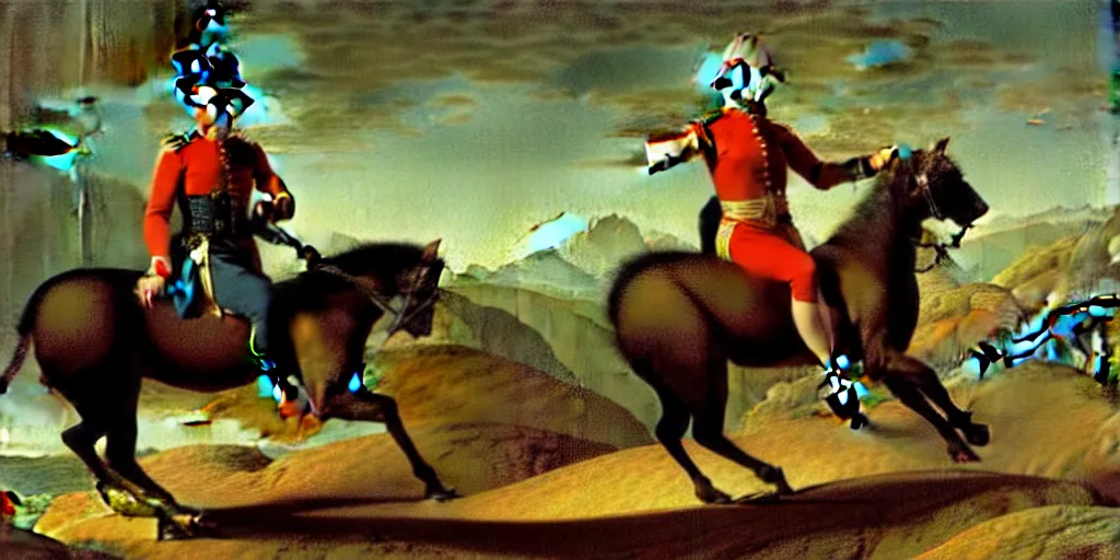 Image similar to a gerbil in military clothing riding a horse, by Jacques-Louis David