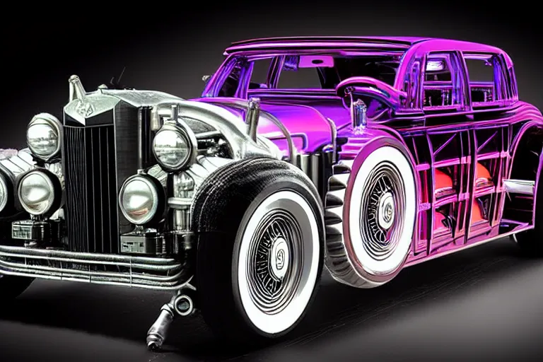 Image similar to cyberpunk version of a 1 9 3 0 cadillac v - 1 6