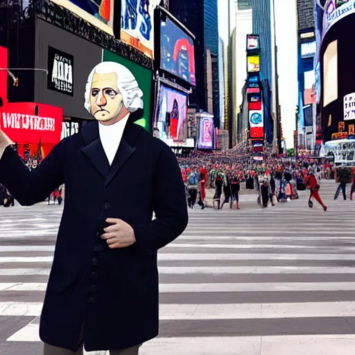 Prompt: george washington confused and afraid in times square ( 2 0 2 2 )