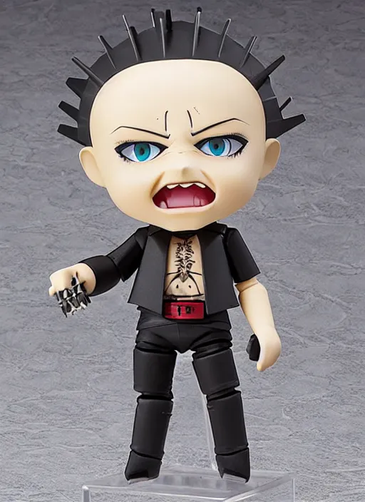 Image similar to hellraiser pinhead, an anime nendoroid of hellraiser pinhead figurine, realistic face, detailed product photo