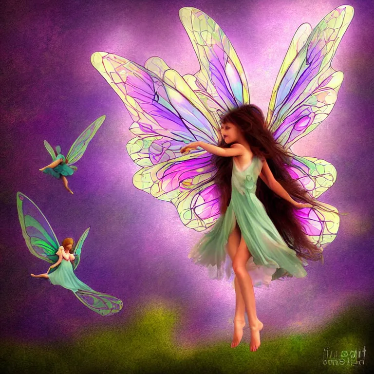 Prompt: fairy flyingin a fantasy world digital art