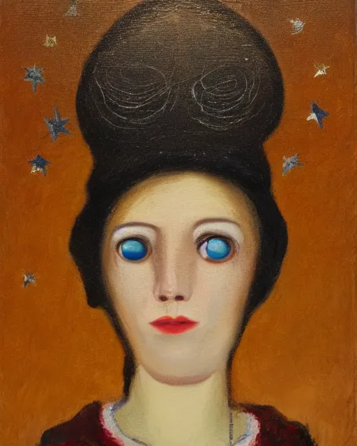 Prompt: a portrait of a woman with stars in her eyes