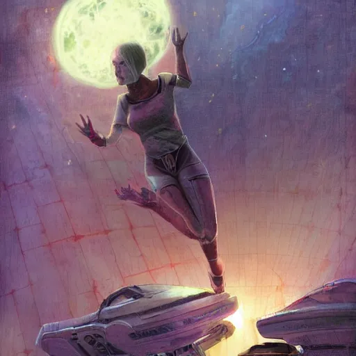 Image similar to woman with a bulky scifi jumper, tries to survive an undead outbreak in a spaceship, by jon foster