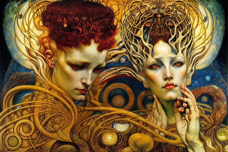 Image similar to Divine Chaos Engine by Karol Bak, Jean Delville, William Blake, Gustav Klimt, and Vincent Van Gogh, symbolist, visionary