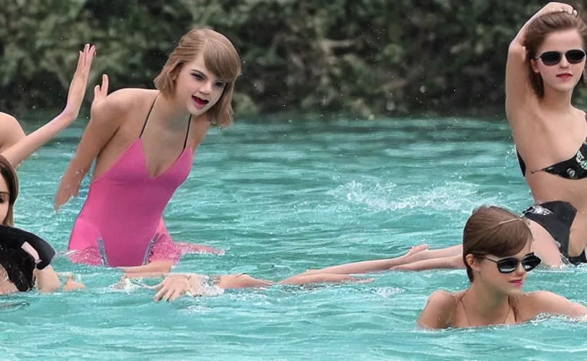 emma watson+taylor swift+selena gomez swim together