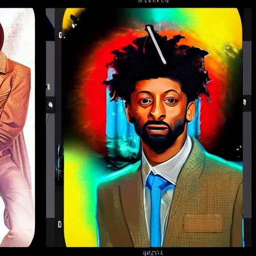 Image similar to handsome 2 1 savage as jesus in the movie psychedelic space jesus saves the space time continuum, movie poster but better concept art trending on tiktok