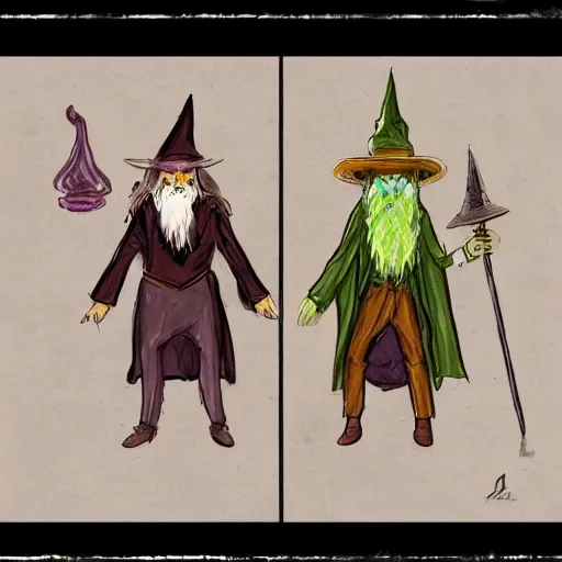 Image similar to a wizard and a witch, concept art