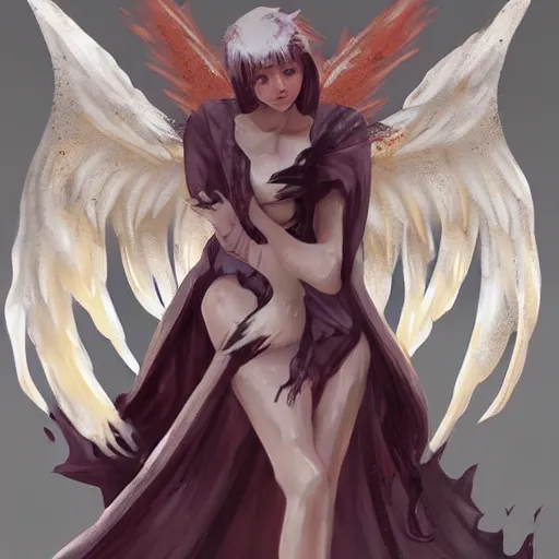 Prompt: concept art | angel covered in heavy syrup marauding through a peaceful path, artstation / pixiv!!!