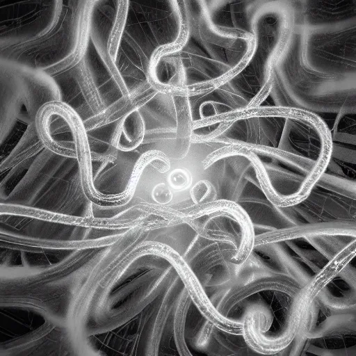 Image similar to clouded origins ( rca umbilical tendrils ), in the style of hiroya oku and riyoko ikeda and stanley kubrick, black and white, photorealistic, epic, super technical, 3 d render