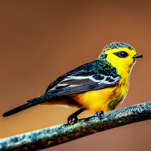 Image similar to Highly detailed professional photography of a bird that looks like pikachu