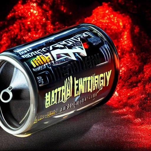 Image similar to photograph radioactive energy drink can, HD, 8k, RED camera