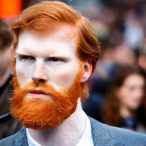 Image similar to a 7 foot tall, ginger, balding man walking among the crowd