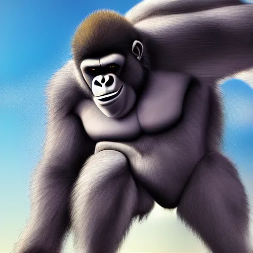 Image similar to an anime gorilla, 4 k, hyper realistic, dslr, landscape, high resolution, illustration, manga