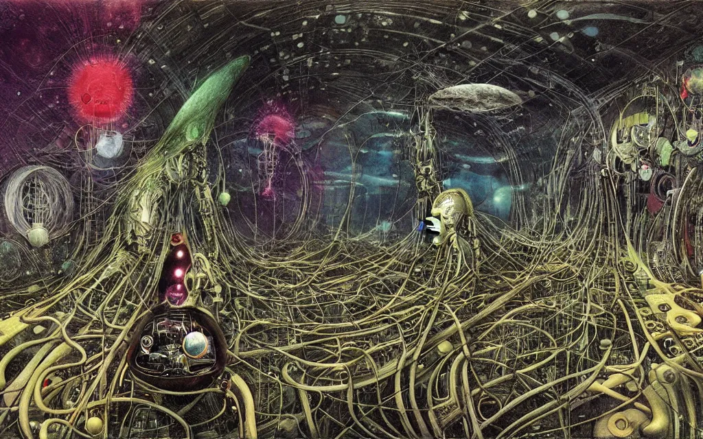 Image similar to a techno - spirit futurist cybernetic organic ecosystem, future perfect, award winning digital art by santiago caruso and alan bean, sharp bright colors