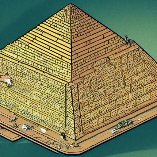 Image similar to pyramid ziggurat built around atop a gigantic turtle tortoise highly detailed concept art schematic golden hour Laurie Greasley