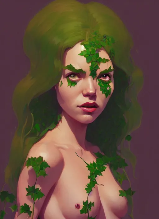 Image similar to highly detailed portrait of poison ivy, surburb woman, photographic realistic background, by atey ghailan, by greg rutkowski, by greg tocchini, by james gilleard, by joe fenton, by kaethe butcher, trending on instagram, award winning details