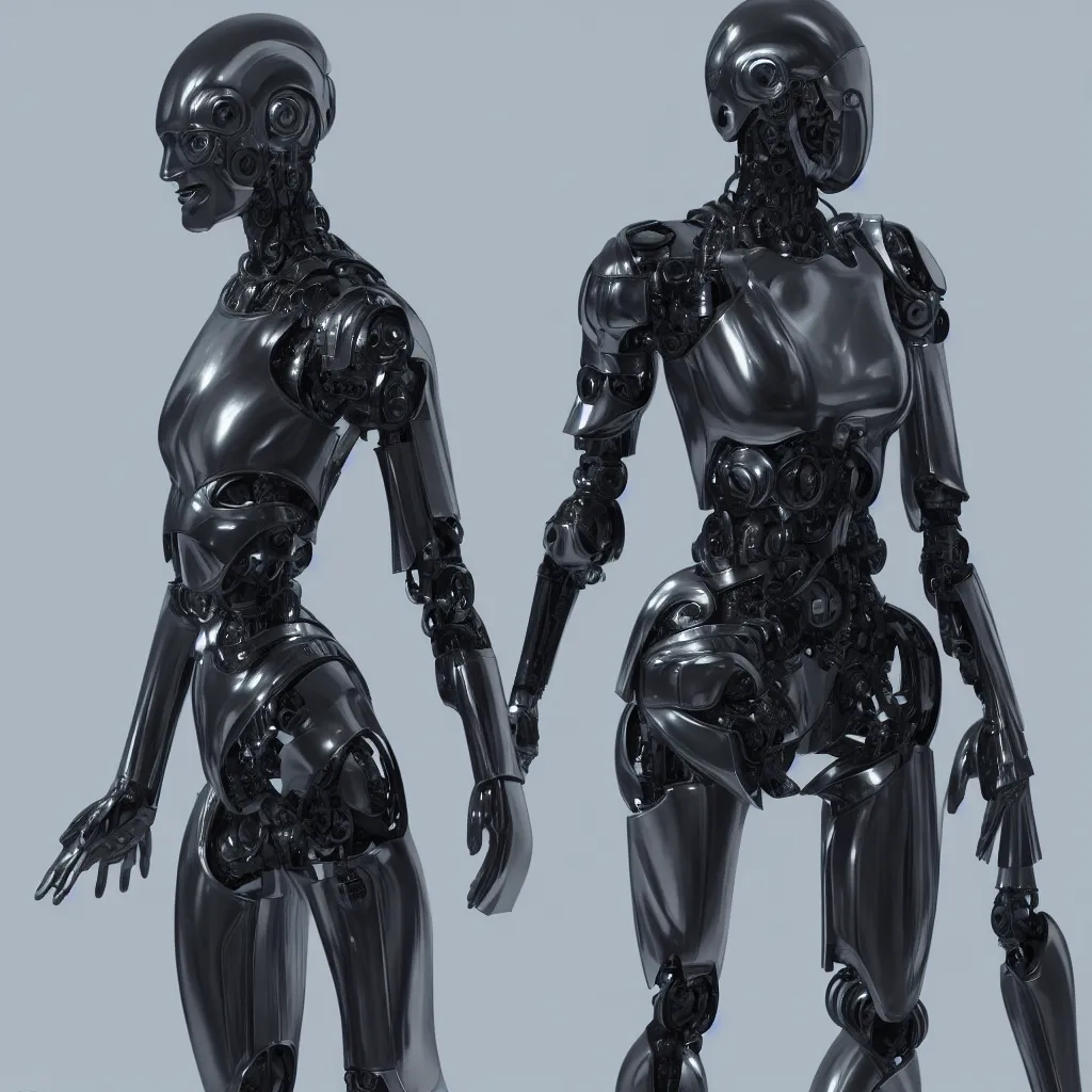 Image similar to hyper realistic s y m b i o s i s, female cyborg ex machina, glossy material hard surface, body armour, octane render, 4 k, volumetric lights