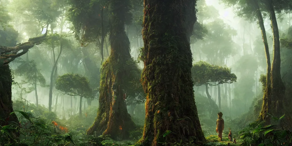 Image similar to Artwork by Filip Hodas of the cinematic view of the Forest of the Giants.