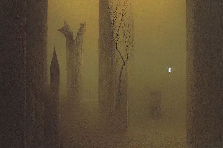 Image similar to zdzislaw beksinski painting of dunwitch horror