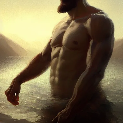 Prompt: zeus portrait, dramatic light, lake background, 2 0 0 mm focal length, painted by stanley lau, painted by greg rutkowski, painted by stanley artgerm, digital art, trending on artstation