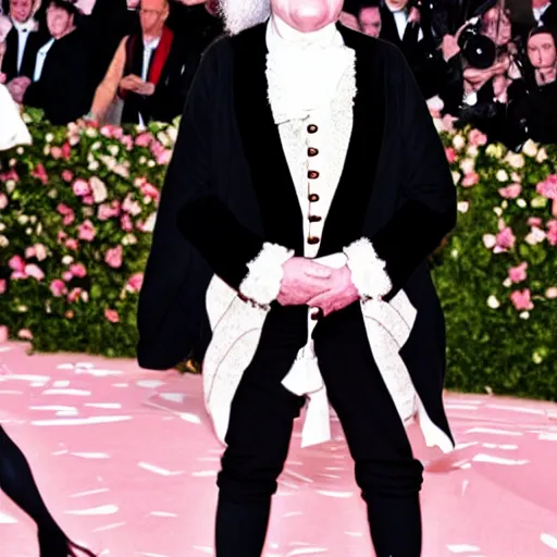 Image similar to photo of benjamin franklin at the met gala