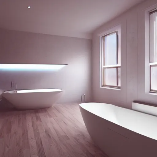 Image similar to bathroom design with led strip lights archi-viz Alla Prima Method , by Stanley Artgerm Lau, WLOP, Rossdraws, James Jean, Andrei Riabovitchevy, Marc Simonetti, and Sakimichan, ledspace, trending on artstation