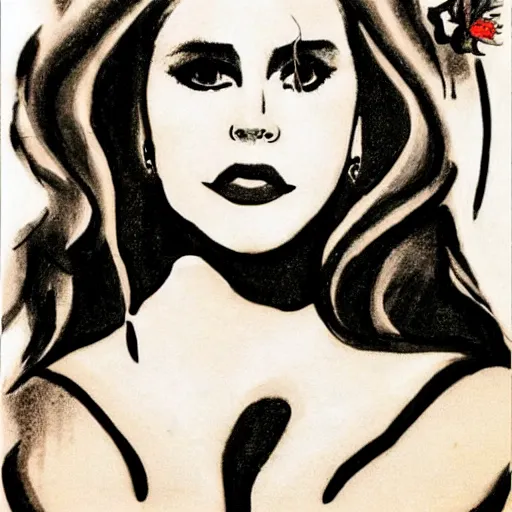 Image similar to cave drawing of lana del rey