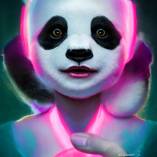 Prompt: A portrait of a Panda-Girl, huggy wuggy from poppy playtime video game, fullbody, ultra high detailed, glowing lights, oil painting, Greg Rutkowski, Charlie Bowater, Beeple, unreal 5, DAZ, hyperrealistic, octane render, RPG portrait, dynamic lighting, fantasy art, beautiful face