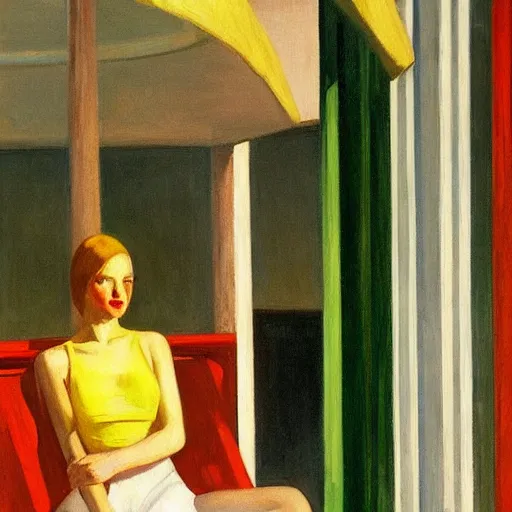 Image similar to rio de janeiro painted by edward hopper, character alone