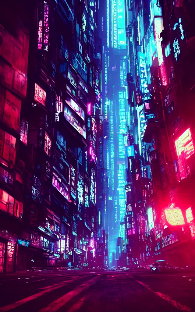 Image similar to concept art of a magnificent dark neon futuristic cyberpunk city bustling street at night cyberart by liam wong in the film akira rendered in octane, 3 d render, trending on cgsociety, blender 3 d