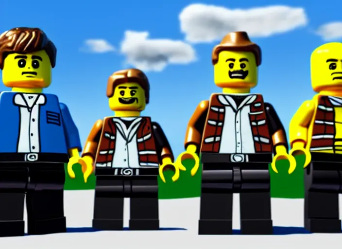 Image similar to film still of breaking bad as a lego movie, 4 k