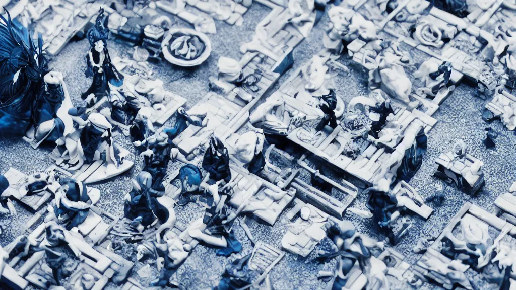 Image similar to monochrome blue dexterous fate diorama