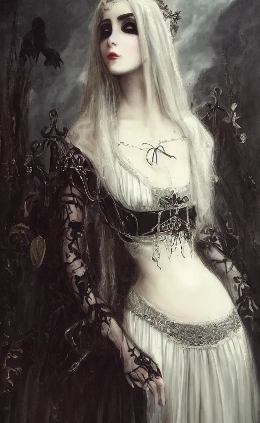 Image similar to Gothic princess. By William-Adolphe Bouguerea, highly_detailded