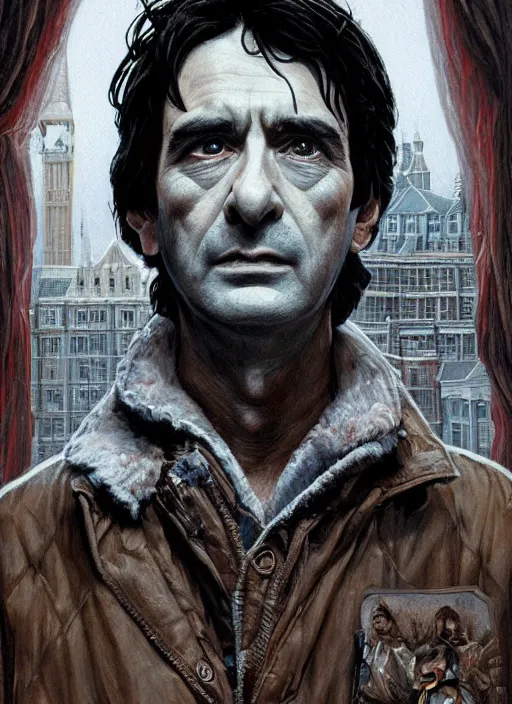 Image similar to portrait of Griffin Dunne in An American Werewolf In London (1981), highly detailed, centered, solid color background, digital painting, artstation, concept art, smooth, sharp focus, illustration, Jason Edmiston, donato giancola, Joseph Christian Leyendecker, Les Edwards, Ed Repka, WLOP, Artgerm