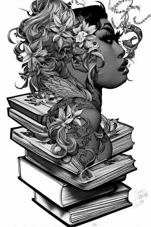 Image similar to digital art logo, books, by James Jean and by artgerm and by Lucha , ultra-detailed,