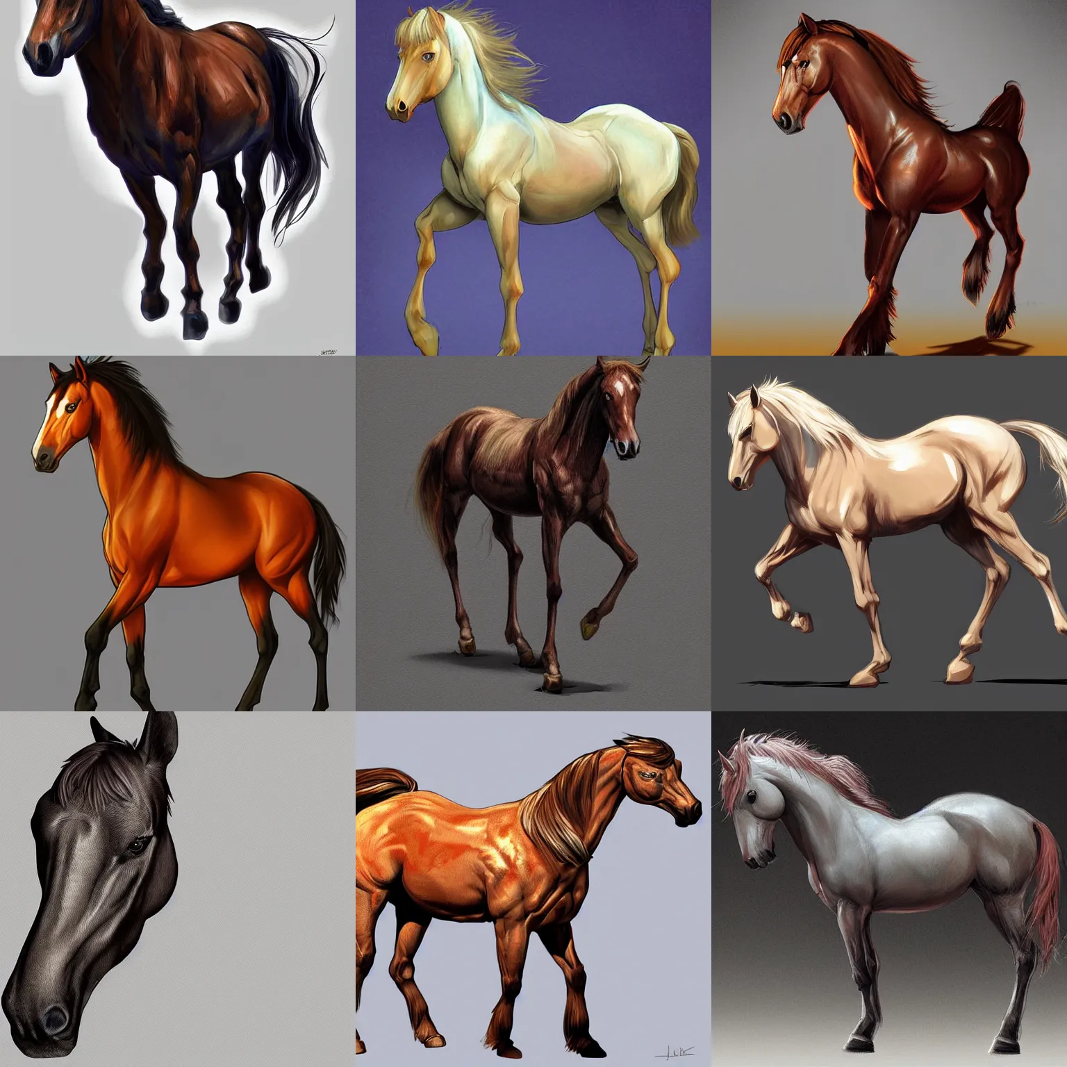 Prompt: a horse with ten!!!!! legs, concept art, digital art, artstation