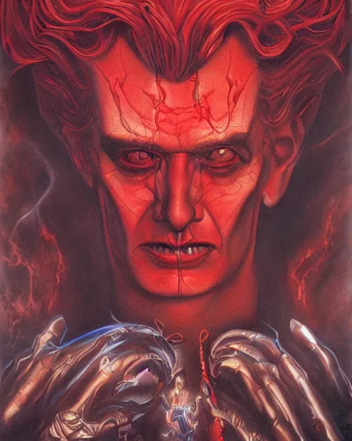 Prompt: hades, red, airbrush, drew struzan illustration art, key art, movie poster